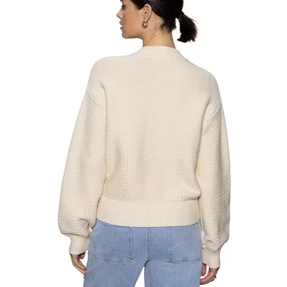 Sanctuary Women's Knit Bomber Jacket full zip cotton blend NWT SZ S CREAM COLOR - Picture 4 of 14